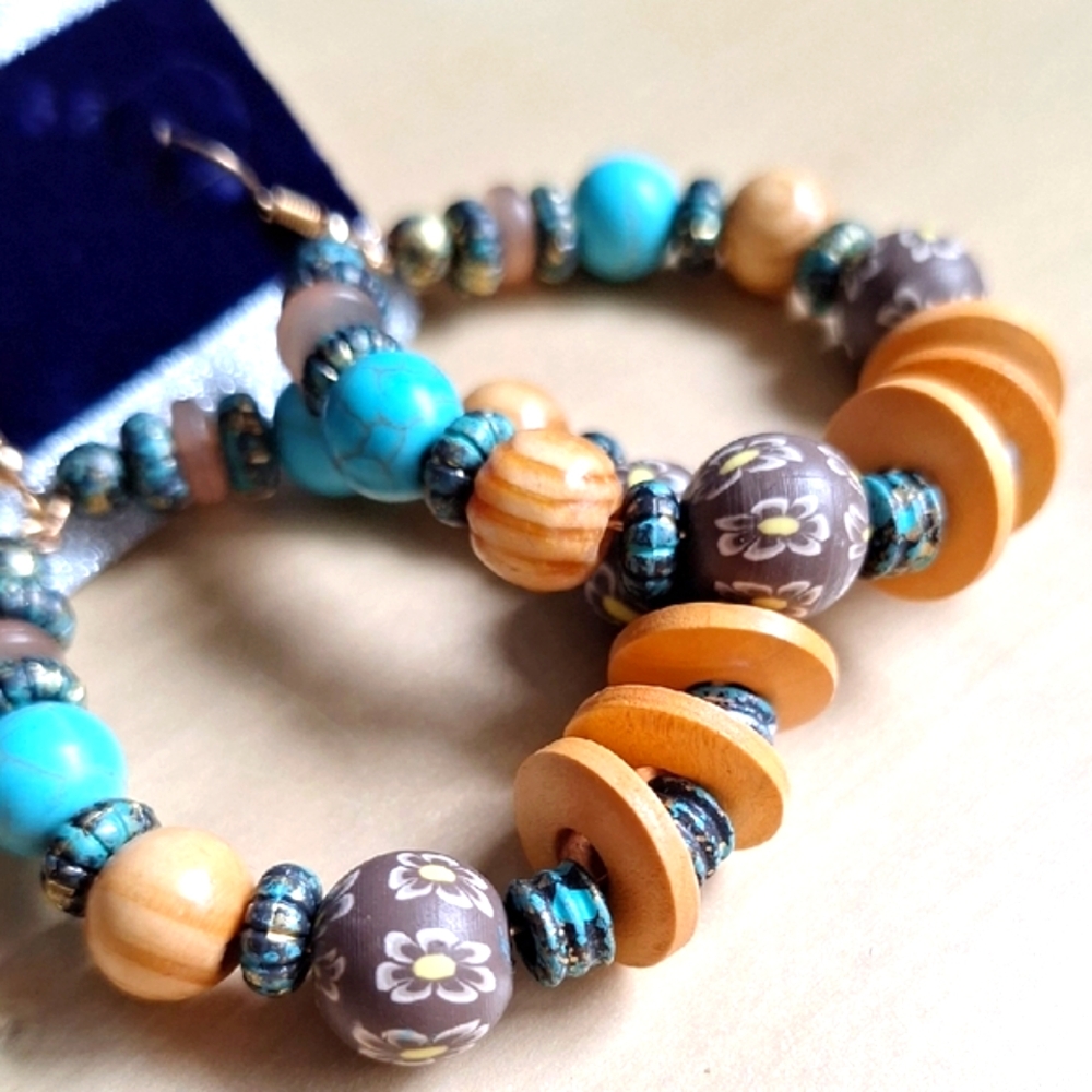 3 For $15 Bohemian Beaded Hoop Earrings - Picture 5 of 5
